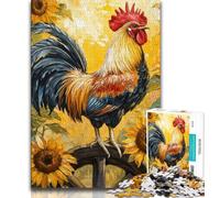 Puzzle per adulti e adolescenti, puzzle con girasoli e gallo, giocattolo educativo intellettuale decomprimente, regalo di compleanno, 50x75cm