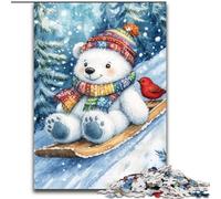 Puzzle per adulti e adolescenti, puzzle con orso bianco che scia, giochi divertenti per tutta la famiglia, ideale come regalo per tutta la famiglia (dimensioni 50x75cm)