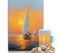 Puzzle per adulti e adolescenti Puzzle con pittura a olio di barche a vela per adulti con poster abbinato e scheda di quiz per bambini dai 14 anni in su 75x50cm