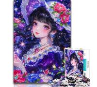 Puzzle per adulti e adolescenti, puzzle con ragazza anime e mago, antistress, per ammazzare il tempo, lista dei desideri con Babbo Natale, 38x26cm
