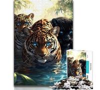 Puzzle per adulti e adolescenti, puzzle con tre tigri, allena il cervello e le mani, regali di compleanno unici per bambini dai 14 anni in su, 38x26cm