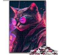 Puzzle per adulti e adolescenti, puzzle cyberpunk, gatto umano, antistress, sfida difficile, giocattoli per la decorazione della casa dimensioni 26x38cm