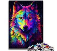 Puzzle per adulti e adolescenti, puzzle da 1000 pezzi, lupo al neon, per 14+ anni, difficile da completare ma divertente e umoristico, regalo di compleanno, 38x26cm