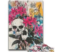 Puzzle per adulti e adolescenti Puzzle da 1000 pezzi Teschio in stile Basquiat per bambini dai 14 anni in su Interessanti regali per ridurre lo stress per amici e familiari 26x38cm