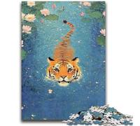 Puzzle per adulti e adolescenti, puzzle da 1000 pezzi, tigre nello stagno, giocattoli educativi per l'apprendimento, giochi per famiglie, migliora l'amore tra coppie, 50x75cm