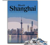 Puzzle per adulti e adolescenti, puzzle da 1000 pezzi, visita Shanghai, per un gioco educativo, una sfida, un giocattolo che migliora la memoria per i 14 anni, 26x38cm