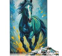 Puzzle per adulti e adolescenti, puzzle da dipingere con cavalli in corsa, puzzle in legno, gioco educativo per adulti e adolescenti, 1000 pezzi (75x50 cm)