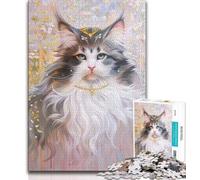 Puzzle per adulti e adolescenti, puzzle da sogno con il Maine Coon per adolescenti, antistress, sfida difficile, regali di Babbo Natale segreto (dimensioni 75x50cm)