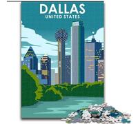 Puzzle per adulti e adolescenti, puzzle Dallas Texas Stati Uniti, antistress, sfida difficile, regali di Babbo Natale segreto per età dai 14 anni in su, 50x75cm