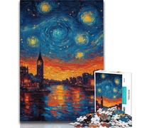 Puzzle per adulti e adolescenti, puzzle della città sotto il cielo notturno, rompicapo, ideale come regalo per tutta la famiglia, adatto per 14 persone, 38x26cm