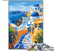 Puzzle per adulti e adolescenti, puzzle dell'isola greca di Santorini, antistress, sfida difficile, regali di Babbo Natale segreto per bambini dai 14 anni in su, 26x38cm