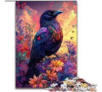 Puzzle per adulti e adolescenti, puzzle di corvi e fiori, gioco a quiz per migliorare l'amore tra coppie dai 14 anni in su (dimensioni 26x38cm)
