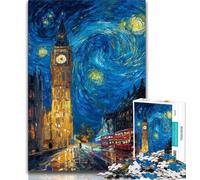 Puzzle per adulti e adolescenti, puzzle di Londra sotto il cielo notturno, aiuta il cervello a esercitare i giocattoli avvincenti per coltivare la pazienza, collezione di artisti, belle arti 50x75cm