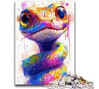 Puzzle per adulti e adolescenti: puzzle di serpenti sorridenti e carini per adulti, con poster abbinato e foglio di quiz per bambini dai 14 anni in su (75x50cm)
