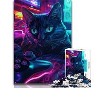 Puzzle per adulti e adolescenti Puzzle fantasy di gatti per adulti con poster abbinato e foglio di quiz per bambini dai 14 anni in su 75x50cm