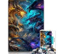 Puzzle per adulti e adolescenti Puzzle fantasy di lotta con draghi per adulti con poster abbinato e foglio di quiz per bambini dai 14 anni in su 75x50cm