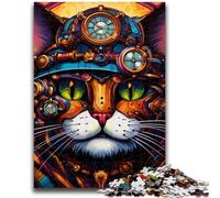 Puzzle per adulti e adolescenti Puzzle futuristici con gatti per adulti, con poster abbinato e foglio di quiz per bambini dai 14 anni in su (75x50cm)