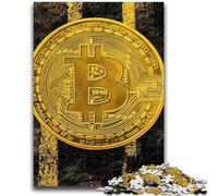 Puzzle per adulti e adolescenti, puzzle Golden Bitcoin, antistress, sfida difficile con poster abbinato e foglio di quiz, 26x38cm