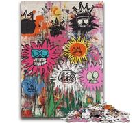 Puzzle per adulti e adolescenti Puzzle in stile Basquiat Fiori e teschi Giocattolo educativo intellettuale decomprimente Adatto a coppie dai 14 anni in su 26x38cm