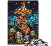 Puzzle per adulti e adolescenti Puzzle in vetro colorato Coniglietto pasquale Giocattolo educativo intellettuale decomprimente Adatto a coppie dai 14 anni in su 50x75cm