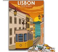 Puzzle per adulti e adolescenti, puzzle Lisbona, Portogallo, tram, arte, giochi educativi, decorazione per la casa, ideale come regalo per tutta la famiglia, 70x100cm