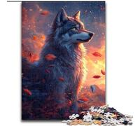 Puzzle per adulti e adolescenti, puzzle Lupo al tramonto, per bambini dai 14 anni in su, giocattoli educativi e didattici, giochi per famiglie, regalo di compleanno (dimensioni 50x75cm)