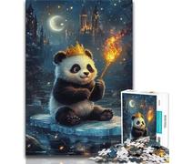 Puzzle per adulti e adolescenti, puzzle Panda nella neve, giocattoli per l'intrattenimento della famiglia con poster abbinato e foglio di quiz (38x26cm)