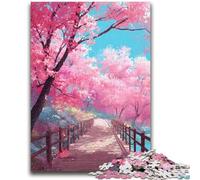 Puzzle per adulti e adolescenti, puzzle Ponte sotto i ciliegi in fiore, adatti dai 14 anni in su, giochi per famiglie, ideali come regalo per tutta la famiglia, 50x75cm