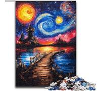 Puzzle per adulti e adolescenti, puzzle Ponte sotto il cielo notturno, giocattolo educativo antistress, interazione genitore-figlio per bambini dai 14 anni in su, 50x75cm