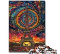 Puzzle per adulti e adolescenti, puzzle psichedelici Eiffel, antistress, sfida difficile, ideali come regalo per tutta la famiglia, 50x75cm