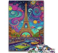 Puzzle per adulti e adolescenti, puzzle psichedelici Eiffel, sfida di intelligenza cerebrale, giocattoli avvincenti, regalo divertente per età 14+, 50x75cm