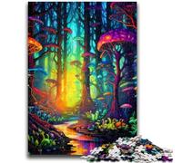 Puzzle per adulti e adolescenti, puzzle psichedelico con foresta di funghi, gioco a quiz, ideale come regalo per tutta la famiglia, 26x38cm
