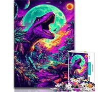 Puzzle per adulti e adolescenti, puzzle psichedelico da 1000 pezzi raffigurante il tirannosauro rex, gioco educativo per famiglie, adatto per decorare la scrivania (dimensioni 75x50cm)