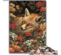Puzzle per adulti e adolescenti, puzzle Volpe che dorme tra i fiori, per età 14+, gioco intellettuale, regali di compleanno per Natale, 70x100cm