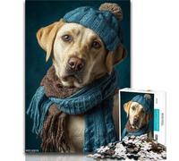 Puzzle per adulti e adolescenti raffigurante un Golden Retriever che indossa un cappello, aiuta il cervello ad allenarsi, giocattoli avvincenti per coltivare la pazienza, ottimo regalo, 38x26cm