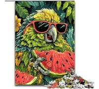 Puzzle per adulti e adolescenti raffigurante un pappagallo che mangia un'anguria, adatto a bambini dai 14 anni in su, ideale come regalo per tutta la famiglia (50x75cm)