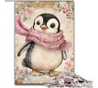 Puzzle per adulti e adolescenti raffigurante un pinguino che indossa una sciarpa, giocattoli per l'intrattenimento della famiglia, ideali come regalo per tutta la famiglia (50x75cm)