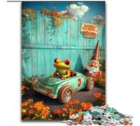 Puzzle per adulti e adolescenti raffigurante una rana che guida un'auto, adatto a bambini dai 14 anni in su, per un divertimento in famiglia tutta la famiglia (50x75cm)