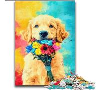 Puzzle per adulti e adolescenti raffiguranti cuccioli di Golden Retriever, giocattoli per l'intrattenimento della famiglia, ideali come regalo per tutta la famiglia (70x100cm)