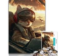 Puzzle per adulti e adolescenti raffiguranti gatti aviatori, difficili da completare ma divertenti e divertenti, gioco educativo per compleanni, 50x75cm