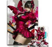 Puzzle per adulti e adolescenti raffiguranti guerriere ninja giapponesi, aiuta il cervello a esercitare i giocattoli avvincenti per coltivare la pazienza, un'opera d'arte (38x26cm)