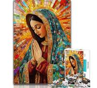 Puzzle per adulti e adolescenti raffiguranti la Madonna di Guadalupe in preghiera, giochi educativi, decorazioni per la casa, adatti per la decorazione del desktop (38x26cm)