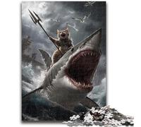 Puzzle per adulti e adolescenti Squali e gatti Puzzle per adolescenti, gioco stimolante per tutti per donne, regali per uomini (38x26cm)