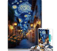 Puzzle per adulti e adolescenti Strade sotto il cielo notturno, sfida difficile antistress con poster abbinato e foglio di quiz 50x75cm