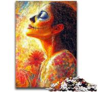 Puzzle per adulti e adolescenti, teschio in stile messicano, giocattoli avvincenti per la decorazione della casa, sfida di intelligenza cerebrale (75x50cm)