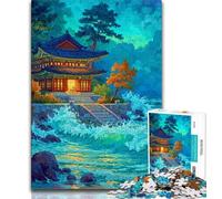Puzzle per adulti e adolescenti, torri del palazzo tradizionale coreano, gioco stimolante e gioco educativo per famiglie, per compleanni e Natale (75x50cm)