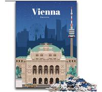 Puzzle per adulti e adolescenti Visita Vienna Difficile da completare ma divertente e umoristico con poster abbinato e foglio di quiz (38x52cm) 1000 pezzi