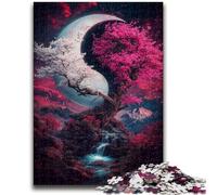 Puzzle per adulti e adolescenti Yin Yang Albero di ciliegio in fiore Adatto a partire dai 14 anni Adatto per coppie Regali per amici e familiari 50x75cm