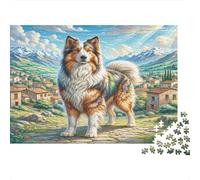 Puzzle per Adulti e Bambini Atlas Shepherd, Cane nel Villaggio di Montagna 1000 Pezzi Giochi Educativi per Decorazione Murale 70x50cm 1000 Pezzi