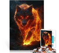 Puzzle per adulti e ragazzi 1000 pezzi Alpha Wolf in fiamme Fatto di cartone Adatto a persone dai 14 anni in su Giocattolo educativo antistress Regalo di compleanno, regali, arte murale